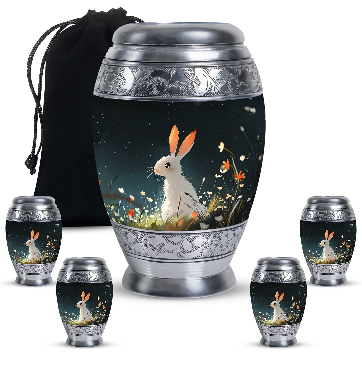 White Personalized Pet Keepsake Urn for Pet Ashes - 10-inch, 200 cu in - Yatskia