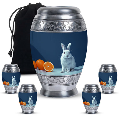 White Personalized Pet Memorial Urn for Pet Ashes - 10-inch, 200 cu in - Yatskia