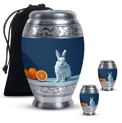 White Personalized Pet Memorial Urn for Pet Ashes - 10-inch, 200 cu in - Yatskia
