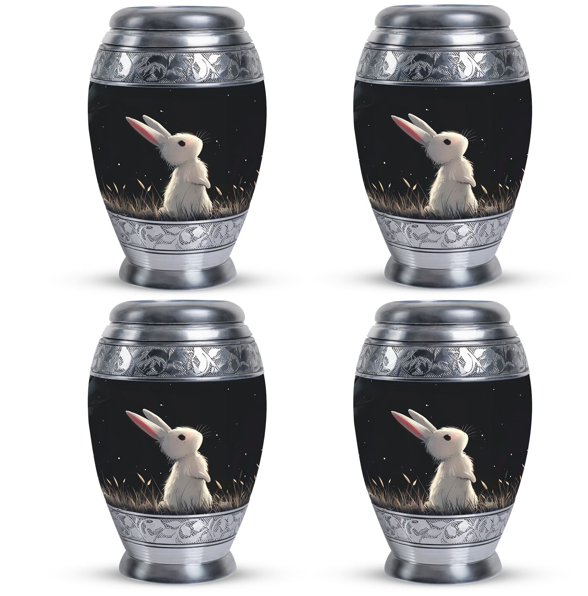 Black Baby Bunny Cremation Urn - Mini Urns For Pet Ashes