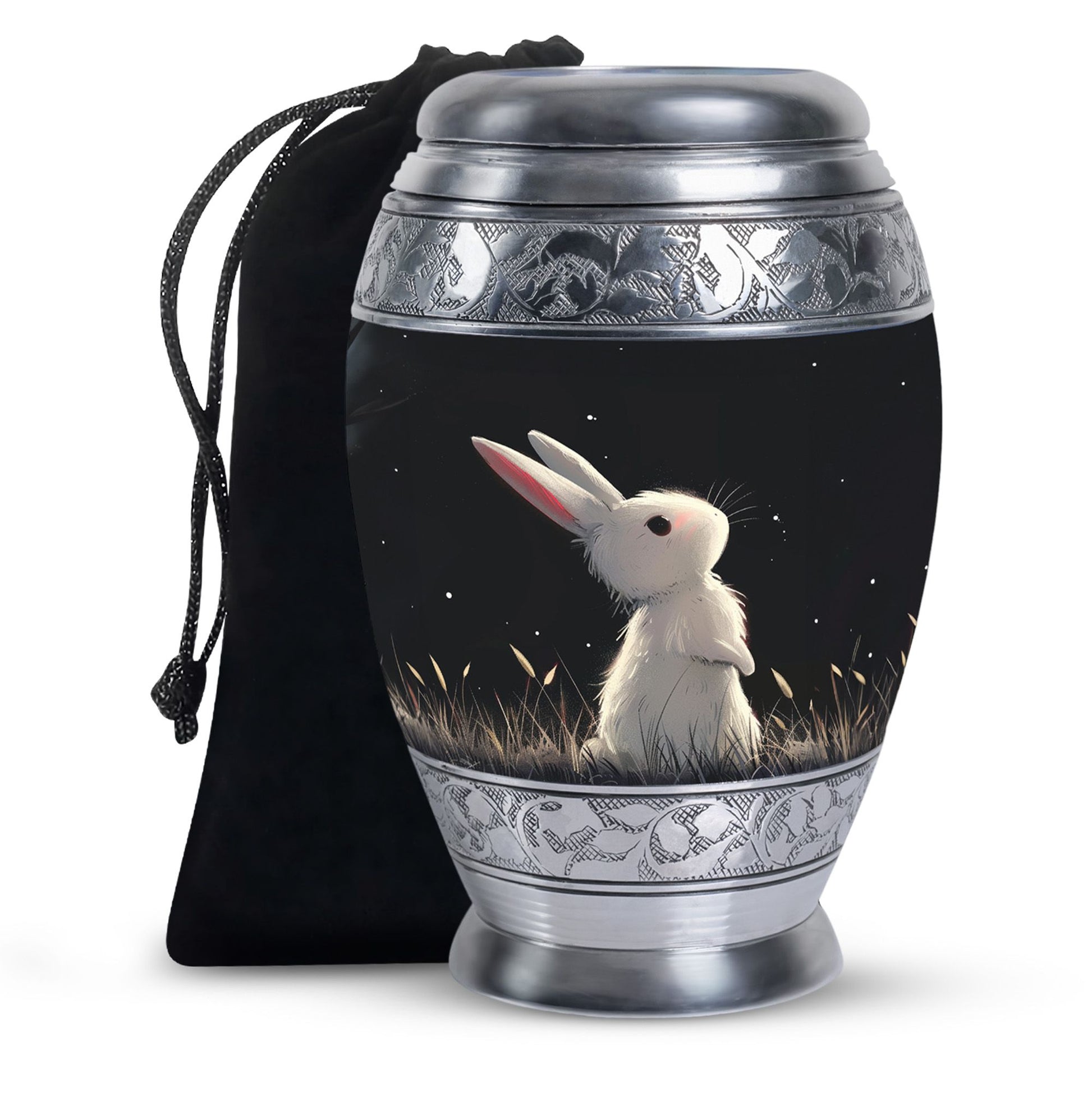 Black Baby Bunny Cremation Urn - Mini Urns For Pet Ashes