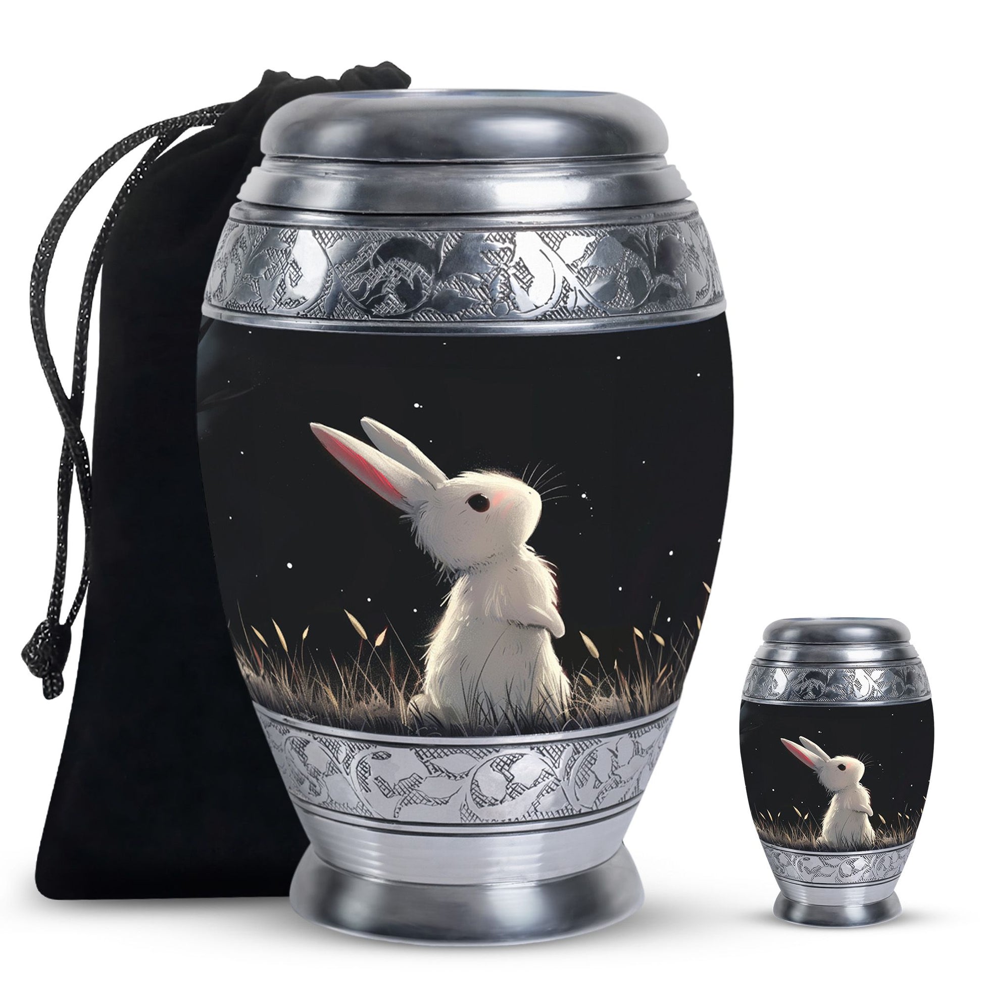 Black Baby Bunny Cremation Urn - Mini Urns For Pet Ashes