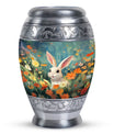 Colorful Flowers & Bunny Cremation Urn - Pet Urn For Ashes