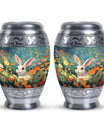 Colorful Flowers & Bunny Cremation Urn - Pet Urn For Ashes