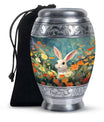 Colorful Flowers & Bunny Cremation Urn - Pet Urn For Ashes