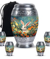 Colorful Flowers & Bunny Cremation Urn - Pet Urn For Ashes