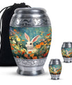Colorful Flowers & Bunny Cremation Urn - Pet Urn For Ashes