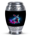Vibrant Nebula Bunny - Rabbit Urn Memorial, Funeral Shape Urn