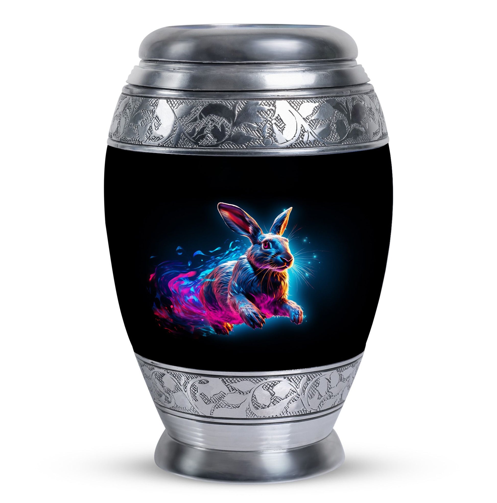 Vibrant Nebula Bunny - Rabbit Urn Memorial, Funeral Shape Urn