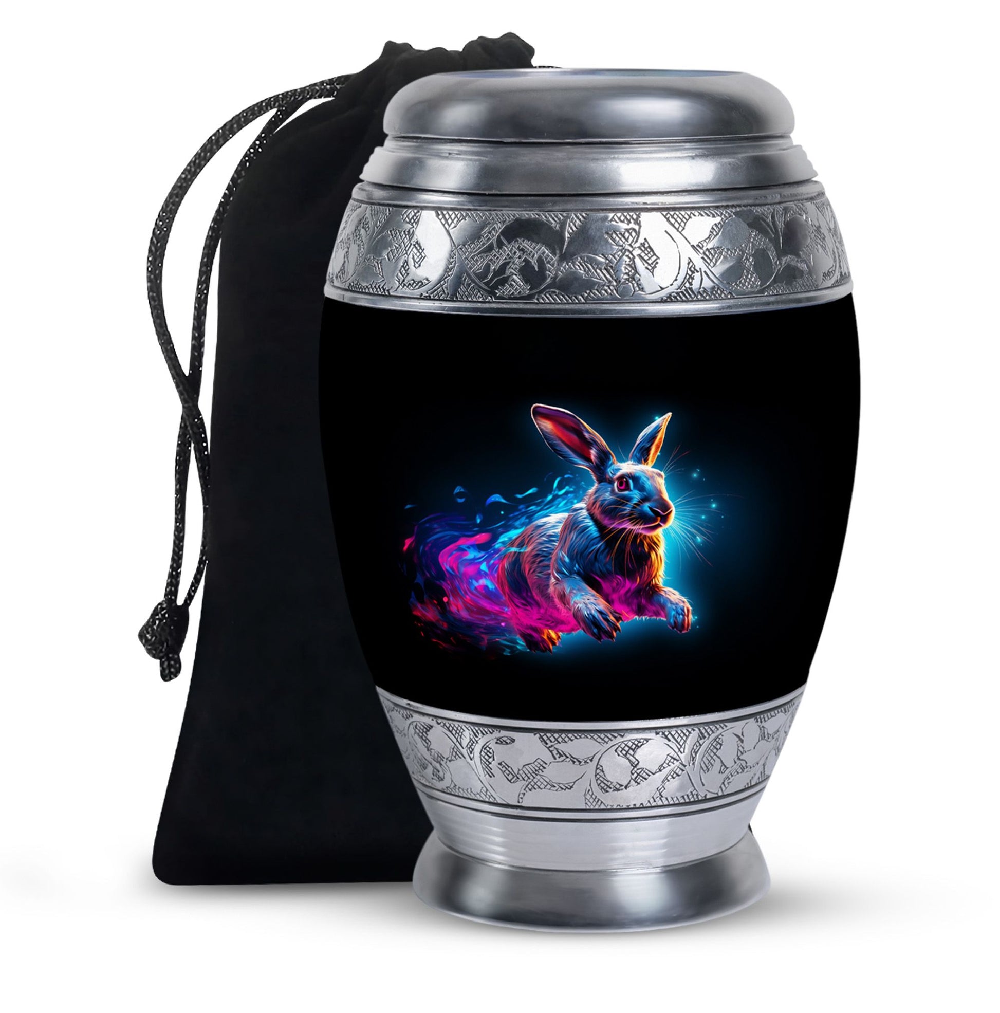 Vibrant Nebula Bunny - Rabbit Urn Memorial, Funeral Shape Urn