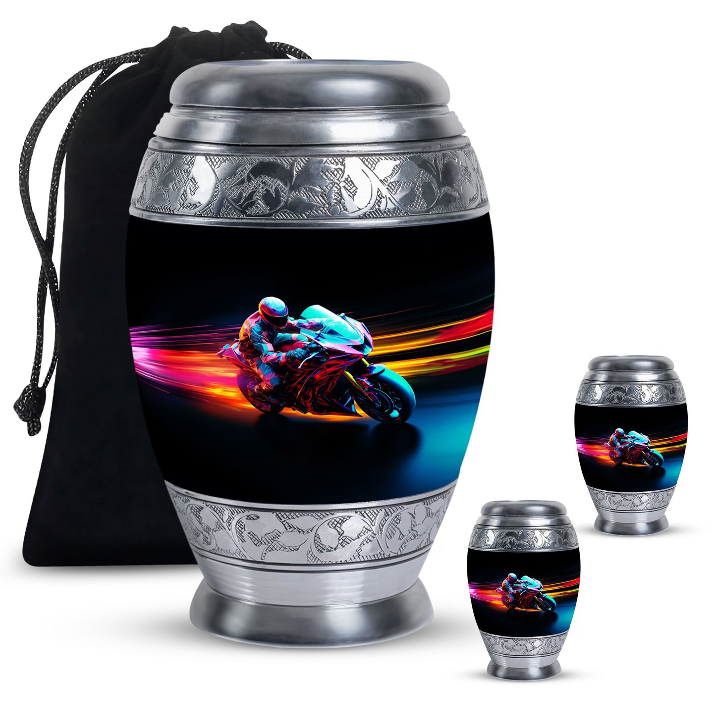 Personalized Motorcycle Cremation Urn for Dad - 10-inch, 200 cu in - Yatskia