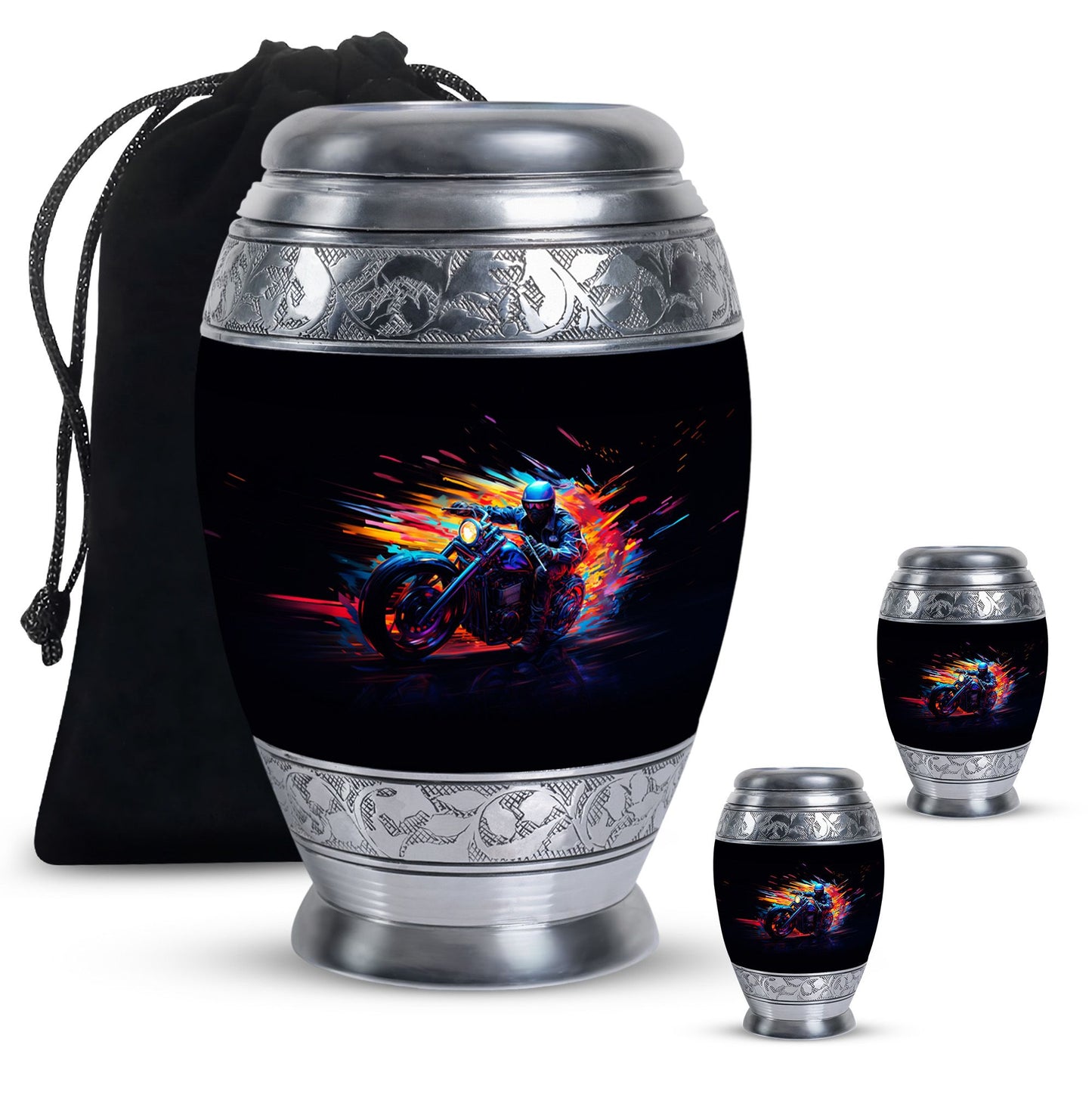 Personalized Motorcycle Cremation Urn for Adults - 10-inch, 200 cu in - Yatskia