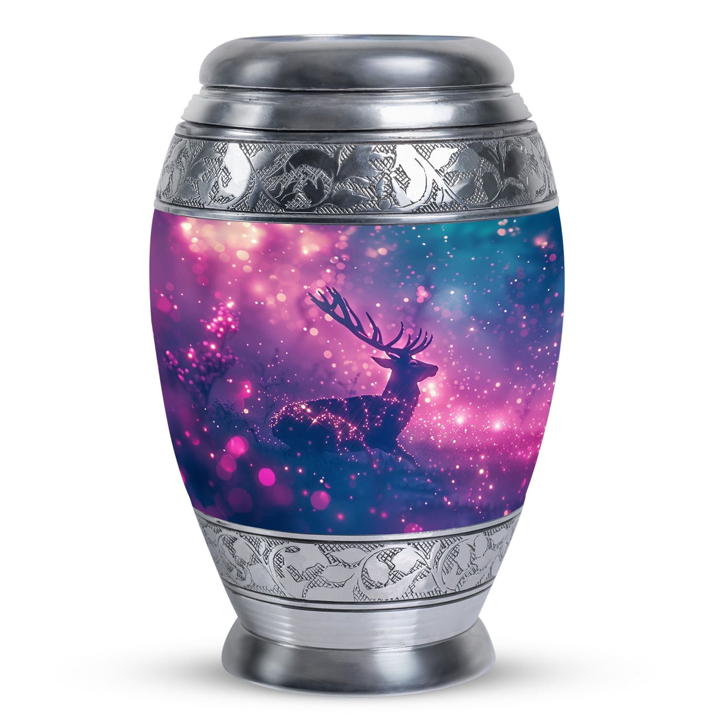 Purple Personalized Deer Cremation Urn for Human Ashes - 10-inch, 200 cu in - Yatskia