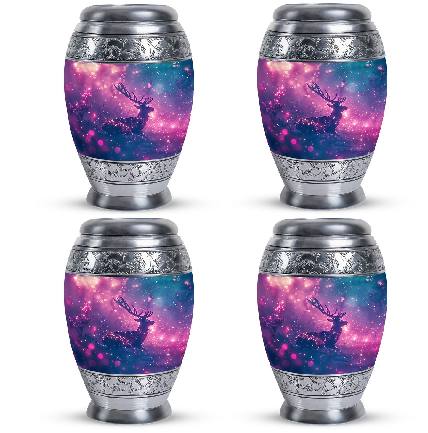 Purple Personalized Deer Cremation Urn for Human Ashes - 10-inch, 200 cu in - Yatskia