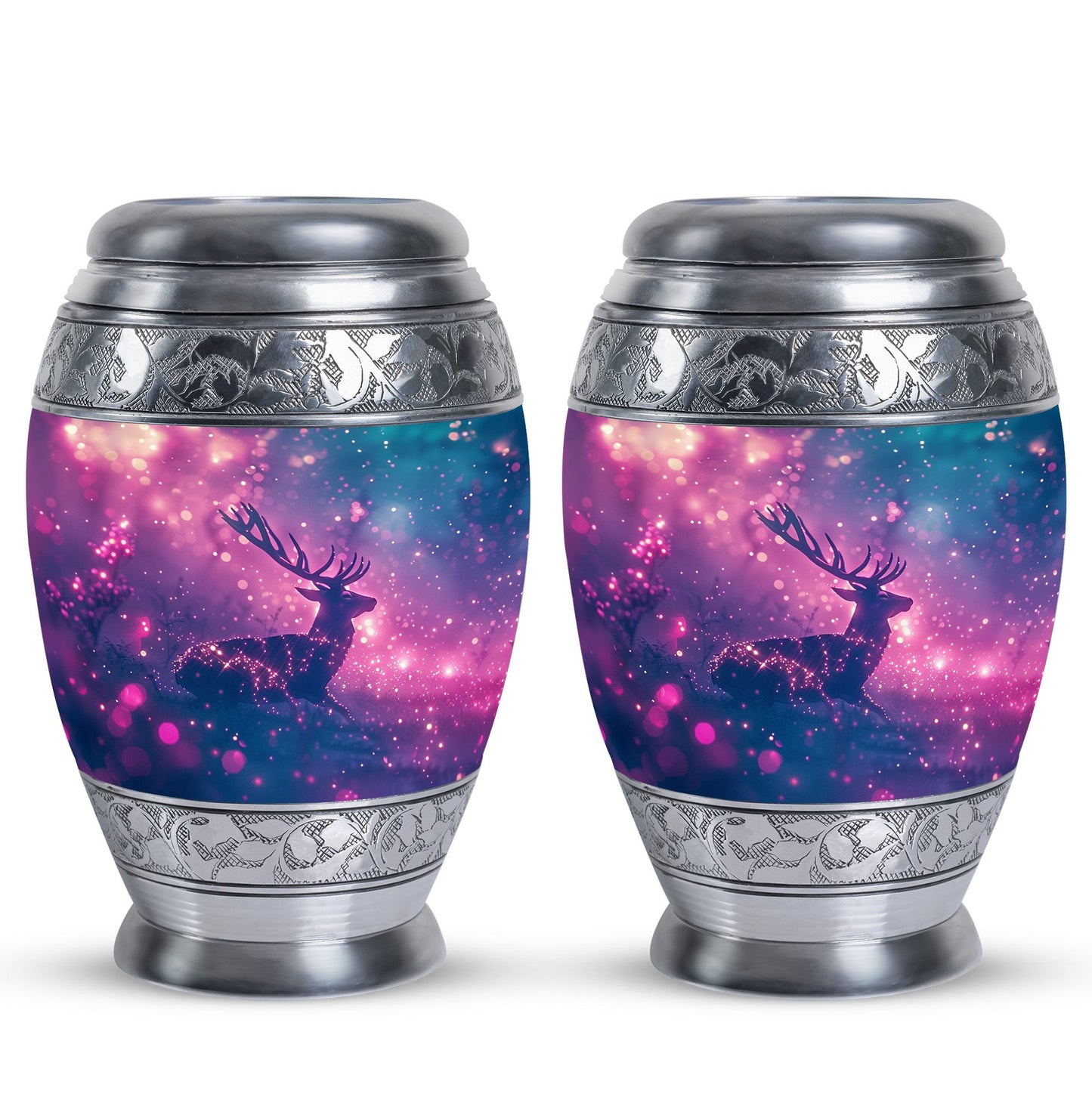 Purple Personalized Deer Cremation Urn for Human Ashes - 10-inch, 200 cu in - Yatskia