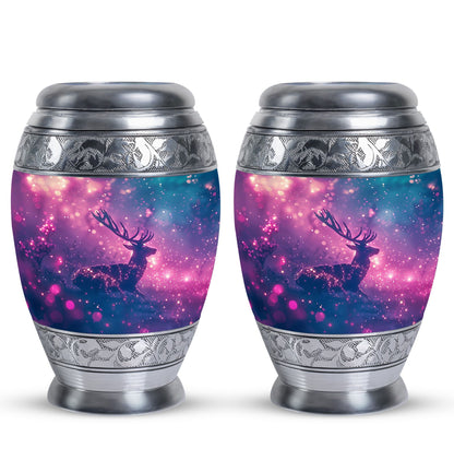 Purple Personalized Deer Cremation Urn for Human Ashes - 10-inch, 200 cu in - Yatskia