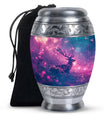 Deer Themed Cremation Urn - Purple and Blue Color Urns For Human Ashes
