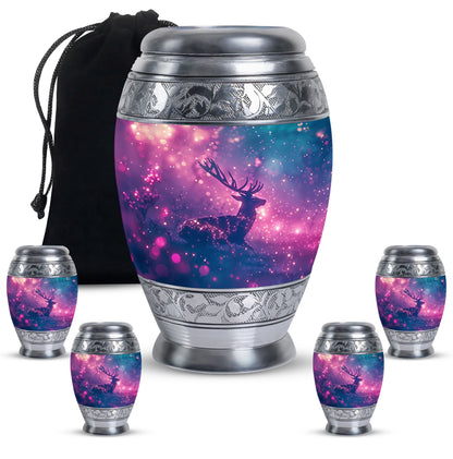 Purple Personalized Deer Cremation Urn for Human Ashes - 10-inch, 200 cu in - Yatskia