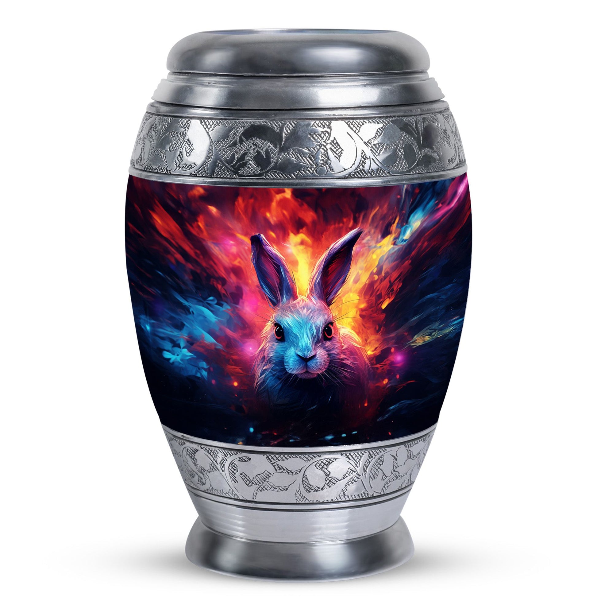 Colorful Bunny Burial Urn for Ashes – Artistic Rabbit Memorial Urn