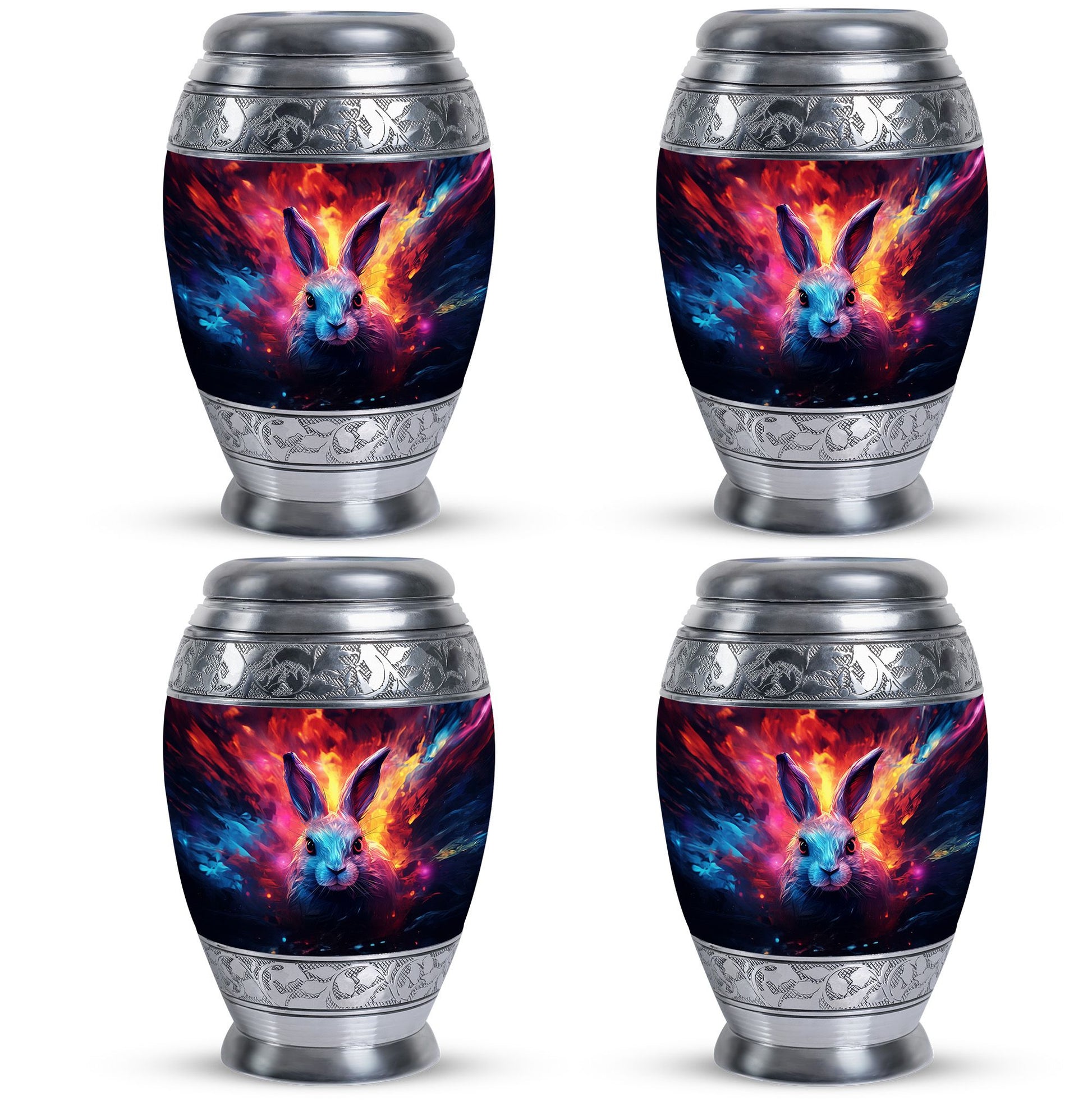 Colorful Bunny Burial Urn for Ashes – Artistic Rabbit Memorial Urn