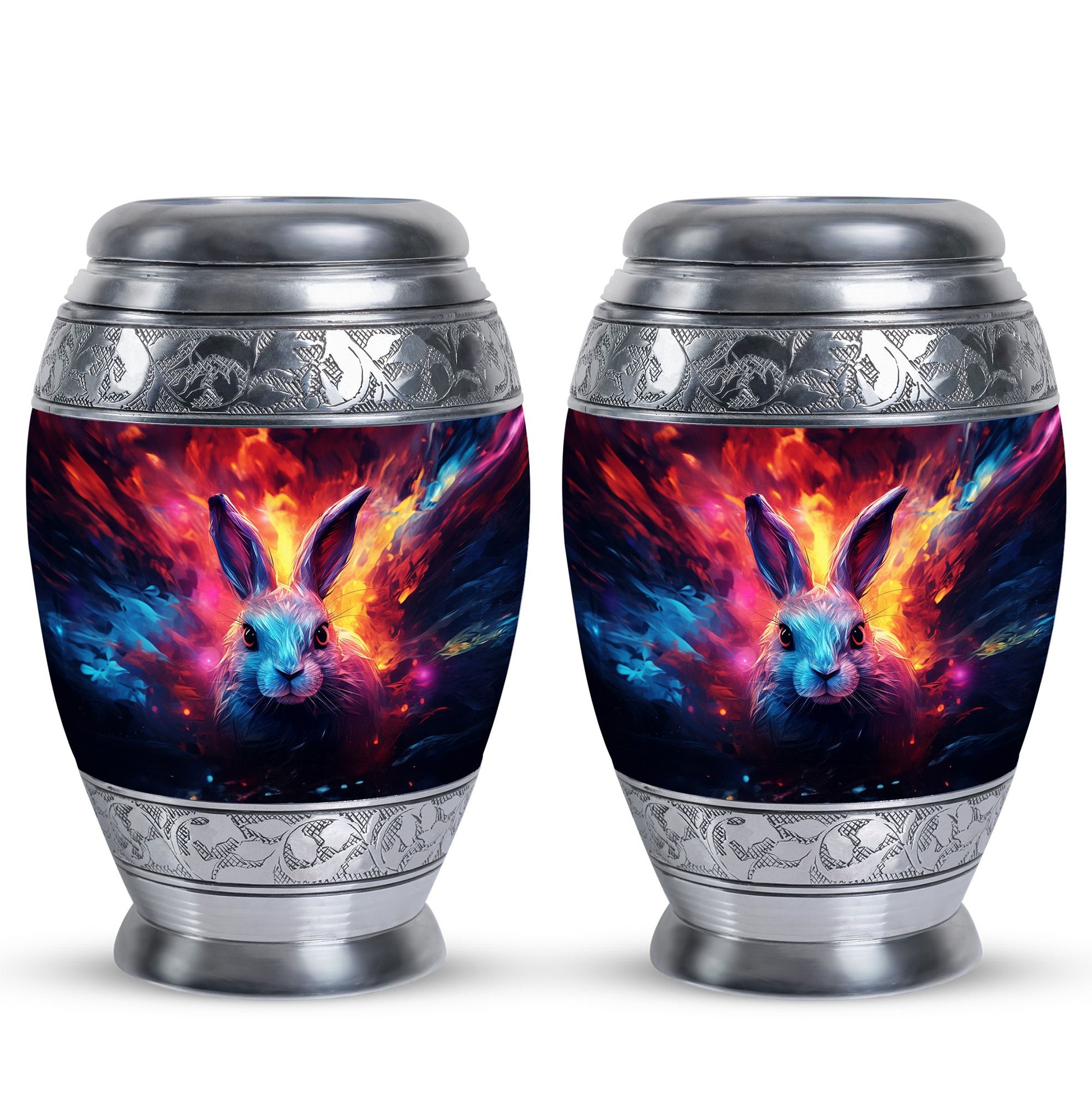 Colorful Bunny Burial Urn for Ashes – Artistic Rabbit Memorial Urn