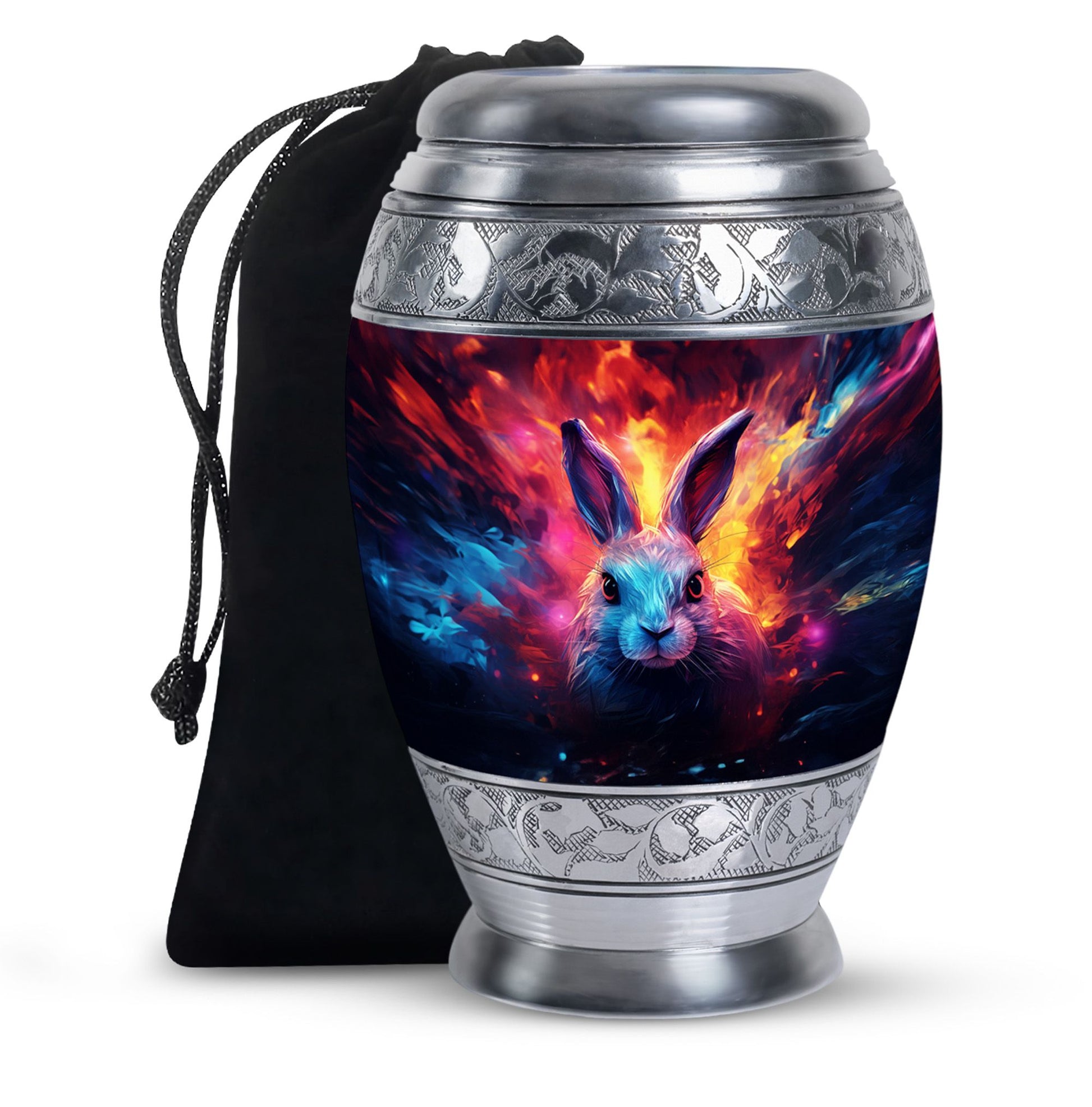 Colorful Bunny Burial Urn for Ashes – Artistic Rabbit Memorial Urn