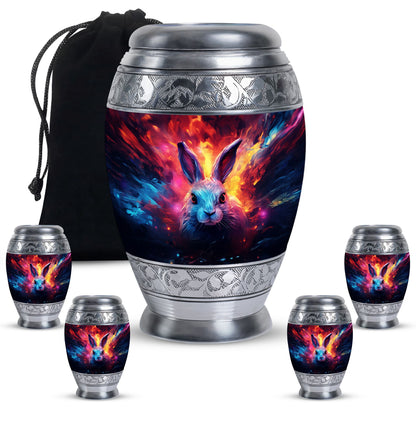 Colorful Personalized Rabbit Memorial Urn for Pet Ashes - 10-inch, 200 cu in - Yatskia