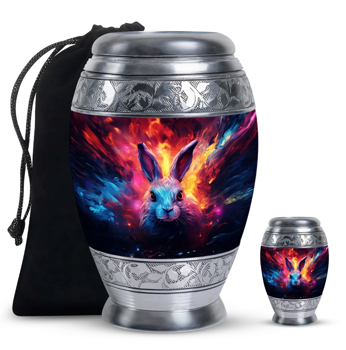 Colorful Personalized Rabbit Memorial Urn for Pet Ashes - 10-inch, 200 cu in - Yatskia