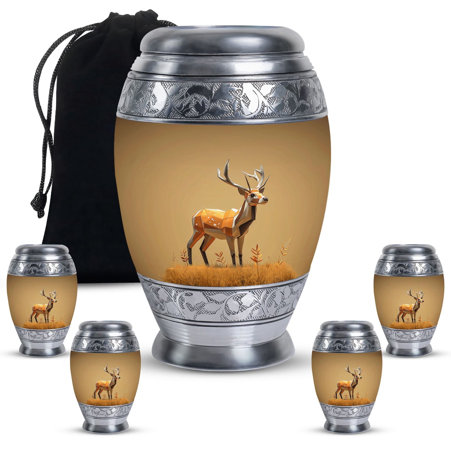 Personalized Deer Cremation Urn for Human Ashes - 10-inch, 200 cu in - Yatskia