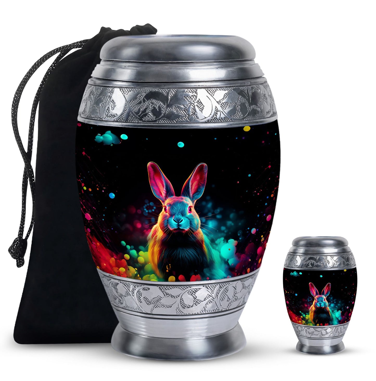 Colorful Personalized Rabbit Cremation Urn for Pet Ashes - 10-inch, 200 cu in - Yatskia