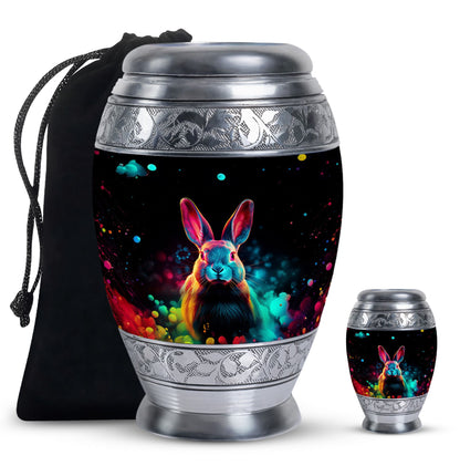 Colorful Personalized Rabbit Cremation Urn for Pet Ashes - 10-inch, 200 cu in - Yatskia