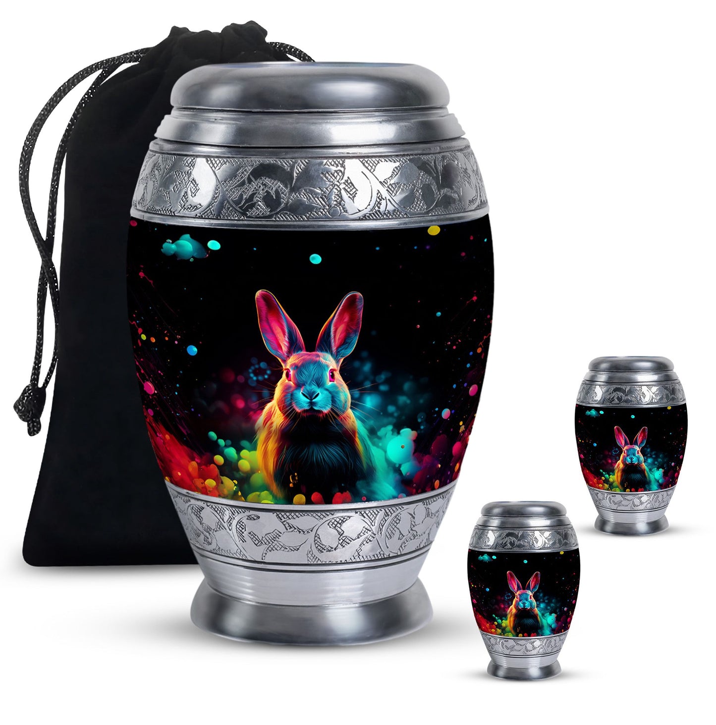 Colorful Personalized Rabbit Cremation Urn for Pet Ashes - 10-inch, 200 cu in - Yatskia