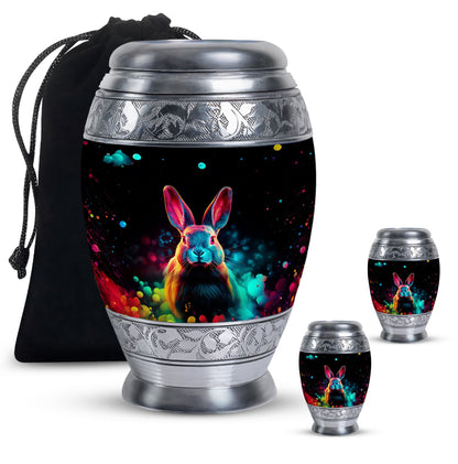 Colorful Personalized Rabbit Cremation Urn for Pet Ashes - 10-inch, 200 cu in - Yatskia