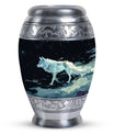 Wolf Cremation Large Urn - Urns For Human Ashes With A Wolf Drawing