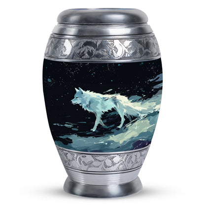 Personalized Wolf Cremation Urn for Human Ashes - 10-inch, 200 cu in - Yatskia
