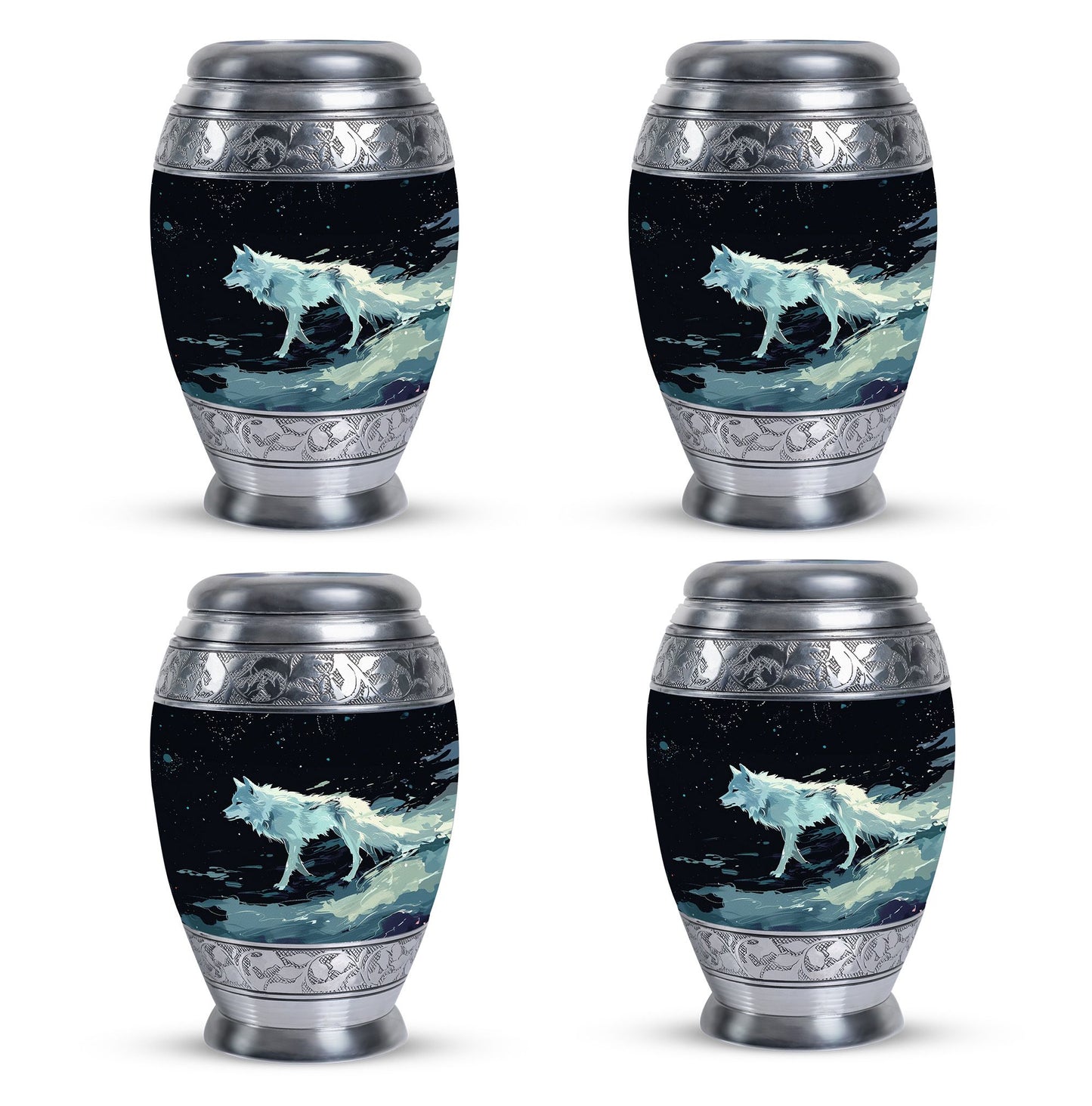Personalized Wolf Cremation Urn for Human Ashes - 10-inch, 200 cu in - Yatskia