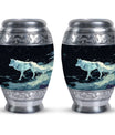 Wolf Cremation Large Urn - Urns For Human Ashes With A Wolf Drawing