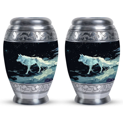 Personalized Wolf Cremation Urn for Human Ashes - 10-inch, 200 cu in - Yatskia