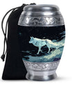 Wolf Cremation Large Urn - Urns For Human Ashes With A Wolf Drawing