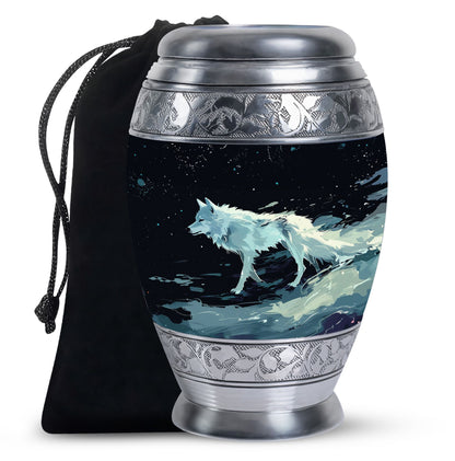 Personalized Wolf Cremation Urn for Human Ashes - 10-inch, 200 cu in - Yatskia