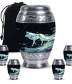 Wolf Cremation Large Urn - Urns For Human Ashes With A Wolf Drawing
