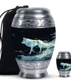Wolf Cremation Large Urn - Urns For Human Ashes With A Wolf Drawing