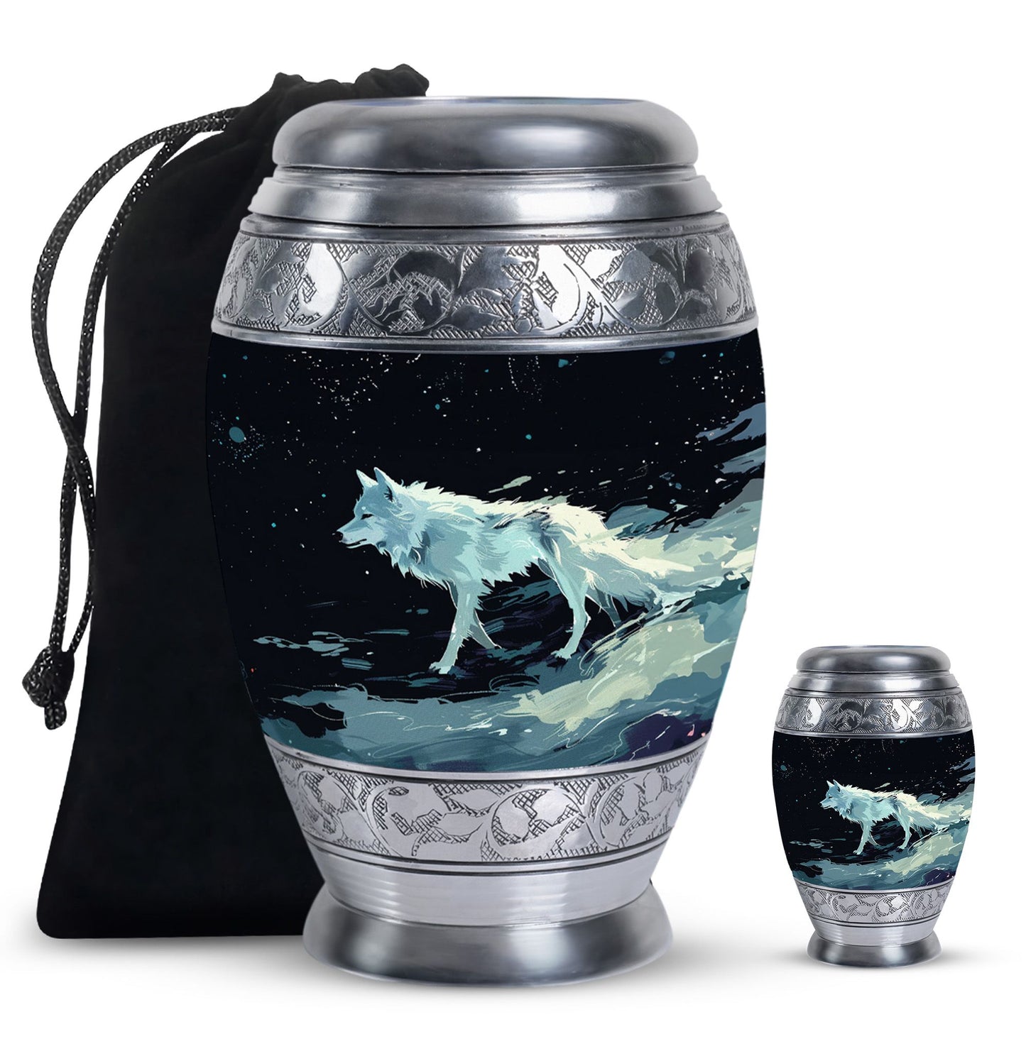 Personalized Wolf Cremation Urn for Human Ashes - 10-inch, 200 cu in - Yatskia