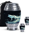 Wolf Cremation Large Urn - Urns For Human Ashes With A Wolf Drawing