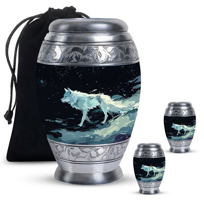 Personalized Wolf Cremation Urn for Human Ashes - 10-inch, 200 cu in - Yatskia