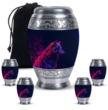 Personalized Wolf Cremation Urn for Human Ashes - 10-inch, 200 cu in - Yatskia