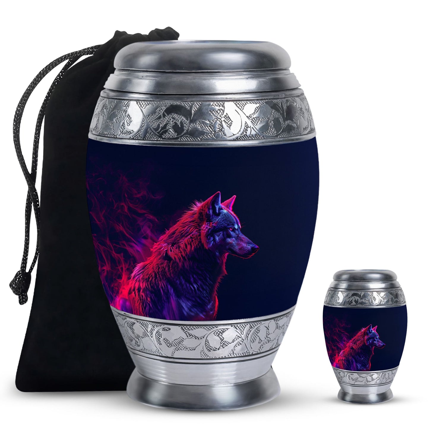 Personalized Wolf Cremation Urn for Human Ashes - 10-inch, 200 cu in - Yatskia