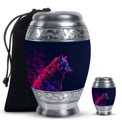 Personalized Wolf Cremation Urn for Human Ashes - 10-inch, 200 cu in - Yatskia