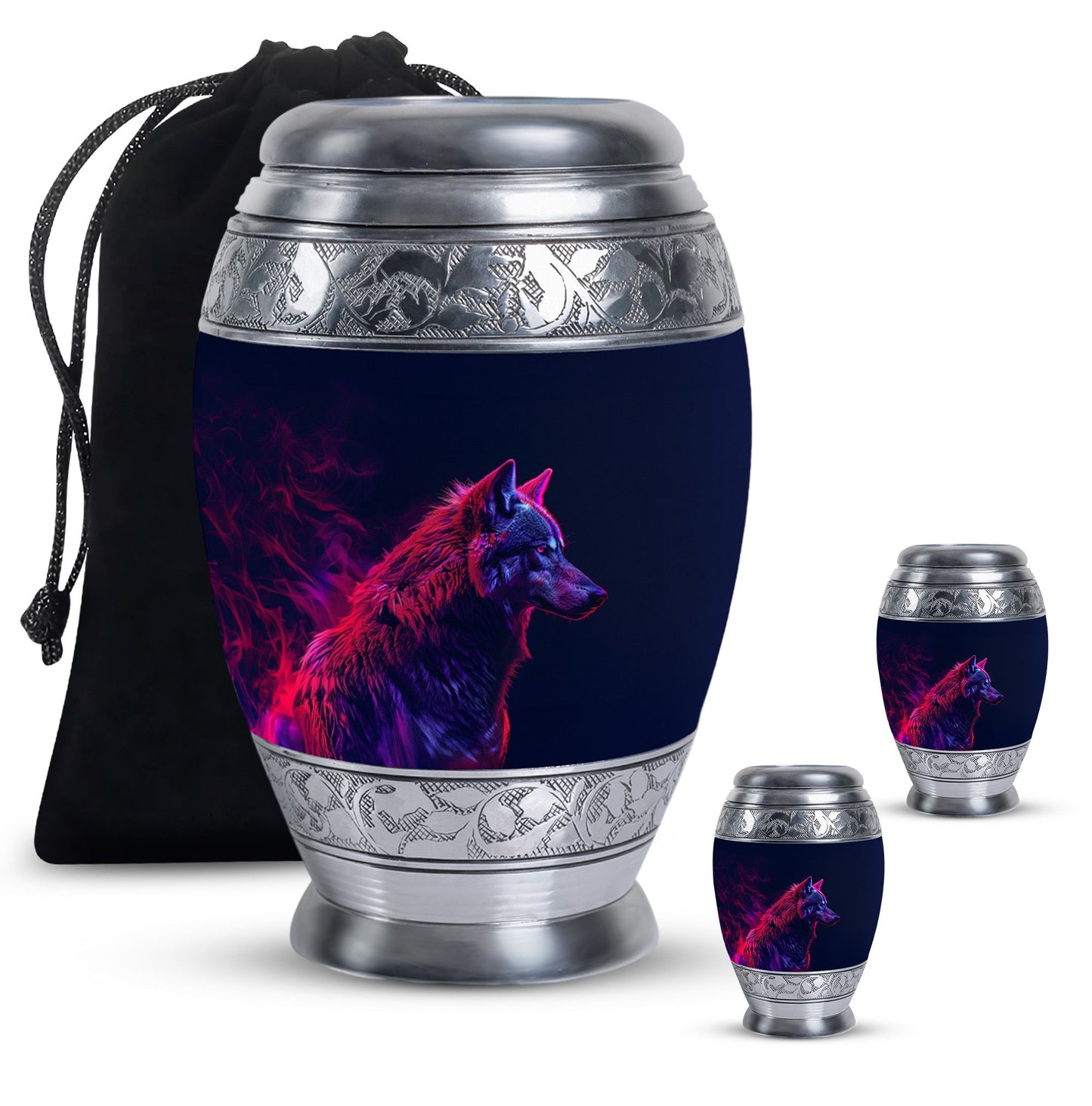 Personalized Wolf Cremation Urn for Human Ashes - 10-inch, 200 cu in - Yatskia