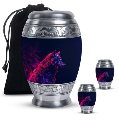 Personalized Wolf Cremation Urn for Human Ashes - 10-inch, 200 cu in - Yatskia
